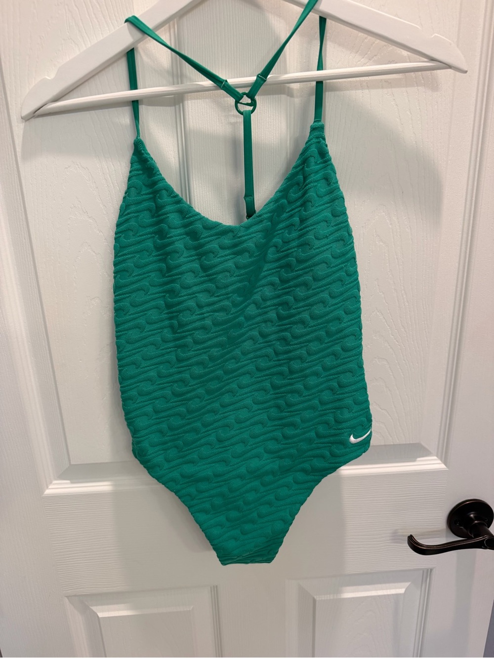 Nike Terry Texture Y-Back One-Piece Swimsuit - Green - Size Small (S) women